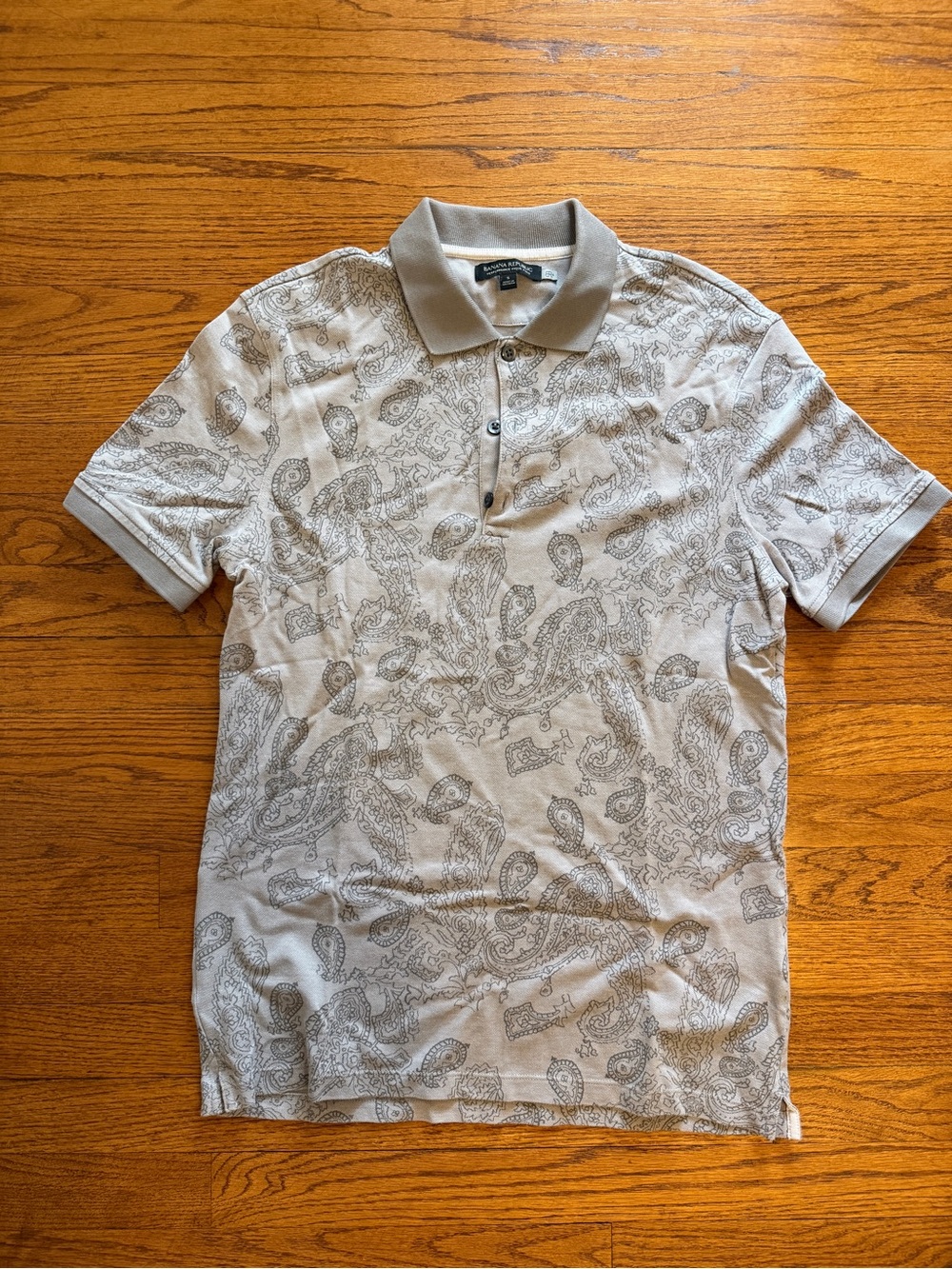 Banana Republic Light Gray Paisley Polo